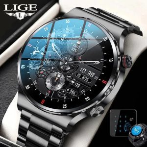 LIGE BW0382 ECG PPG NFC Bluetooth Call Men AMOLED Multifunctional Screen Sport Smartwatch