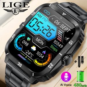 Lige Military Grade Rugged Bluetooth Calling Waterproof Smartwatch BW0696