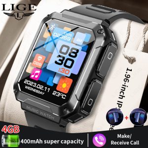 LIGE GPS 2-in-1 Bluetooth calling Blood Sugar TWS 4GB Multifunctional Waterproof Music Smartwatch with Earbuds