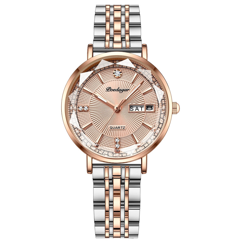 POEDAGAR Luxury Brand Dimond Cut Elegant Ladies Waterproof Wristwatch - Image 2