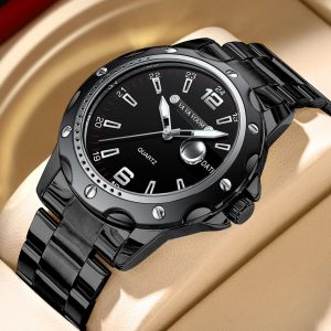 VA VA VA VOOM Men's Quartz Watch Fashion Magnifier Calendar Luminous Cross Border Men's Steel Belt Sports Watch