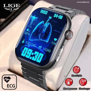 ECG Heartrate Blood Pressure Blood Sugar Monitoring AI Medical Grade Smartwatch